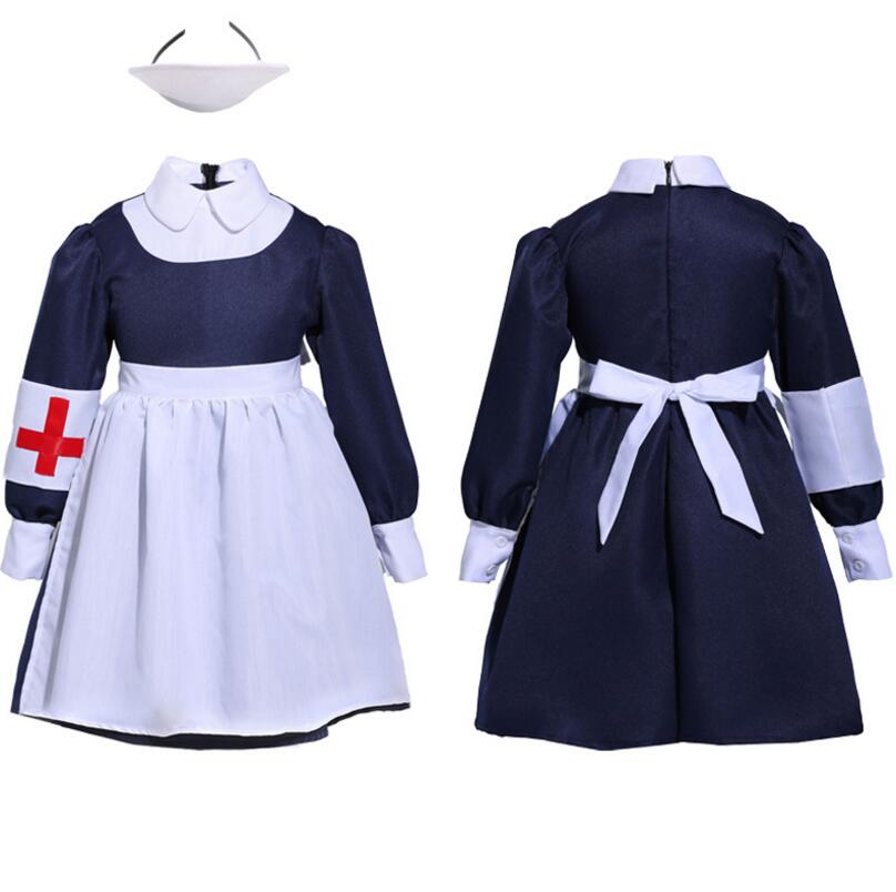 F68165 Little Girls Nurse Cosplay Costume Halloween Party Dress Up Costumes